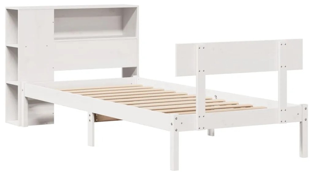 Cama com estante sem colchão 90x200 cm pinho maciço branco