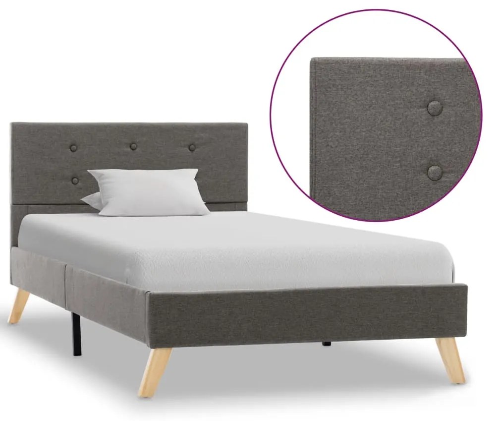 vidaXL Estrutura de cama 100x200 cm tecido cinzento-acastanhado