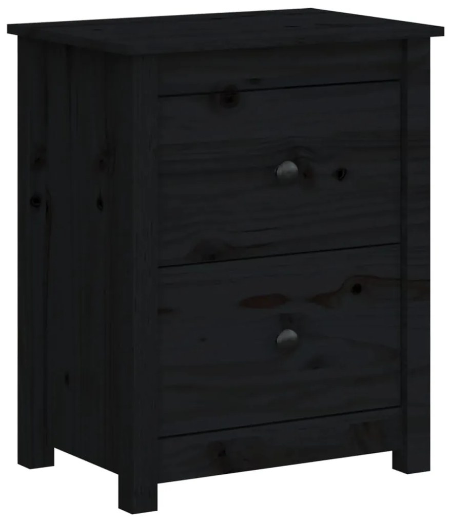 Mesas de cabeceira 2pcs 50x35x61,5 cm pinho maciço preto