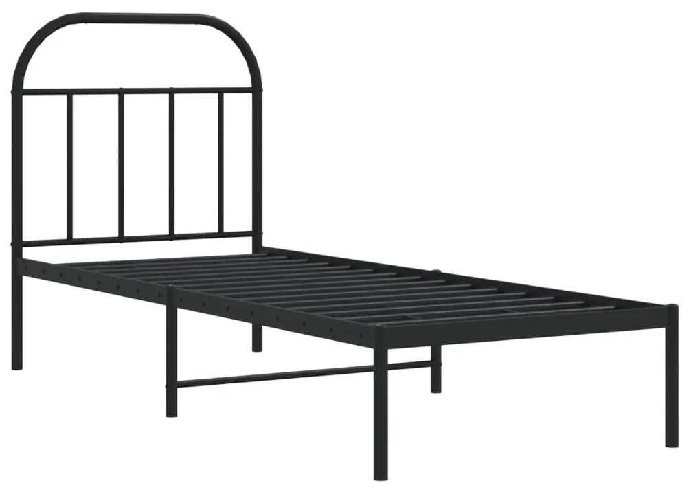 Estrutura de cama com cabeceira 75x190 cm metal preto