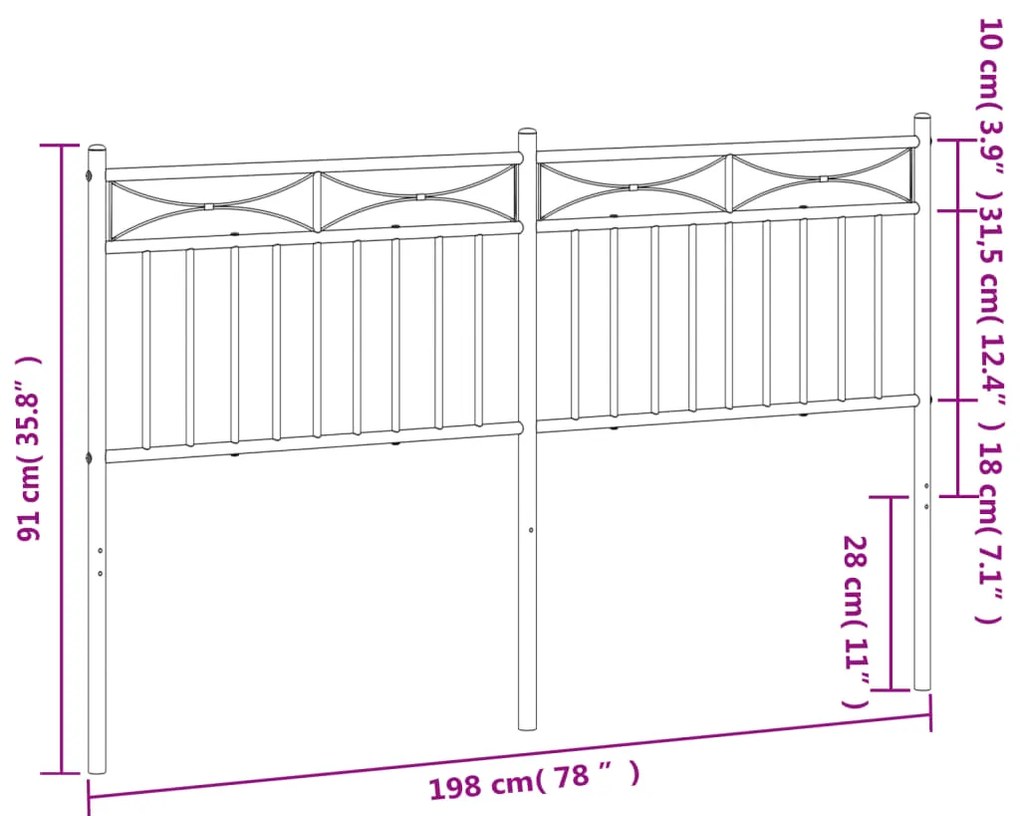 Cabeceira de cama 193 cm metal preto