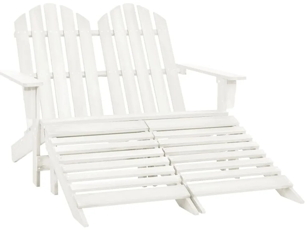 Cadeira de jardim &amp; otomano Adirondack 2 lugares abeto branco