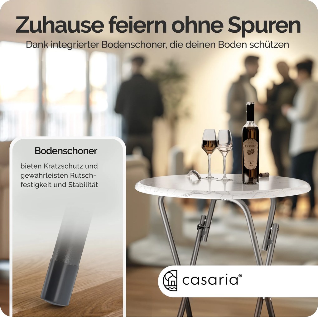 Mesa alta com aspeto de mármore Ø60cm dobrável branca