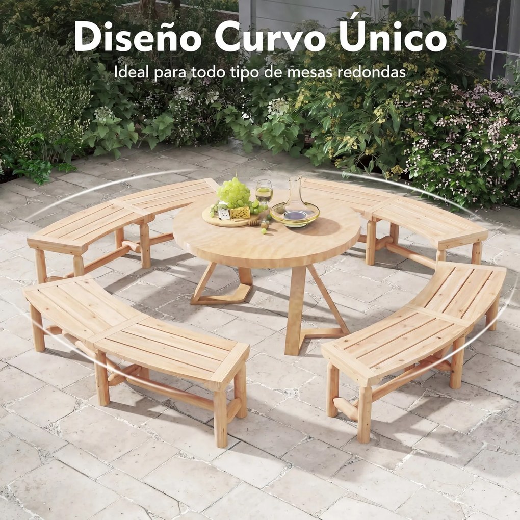 Banco de Jardim Curvo para 2 Pessoas, 139 x 36 x 41 cm, Madeira Carbonizada, Castanho