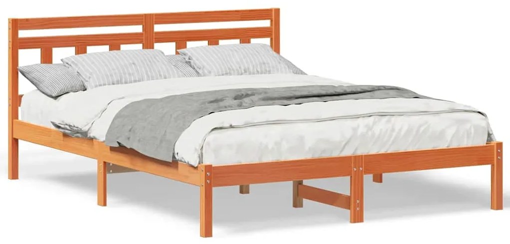 Estrutura da Cama Castanho 160 x 200 cm Madeira de pinho maciça