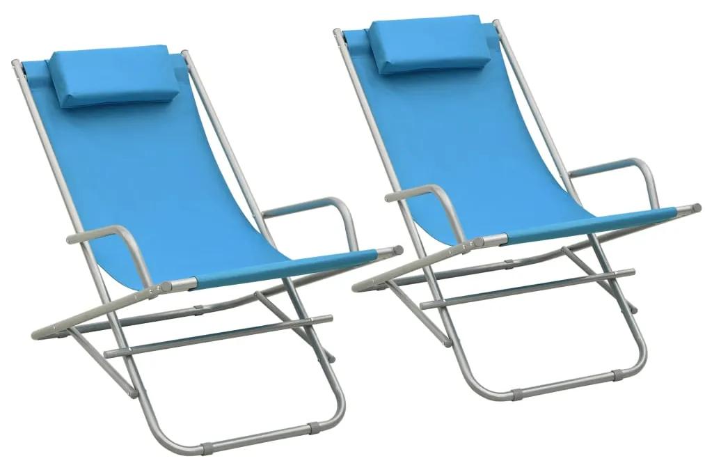 310340 vidaXL Cadeiras de baloiço 2 pcs aço azul