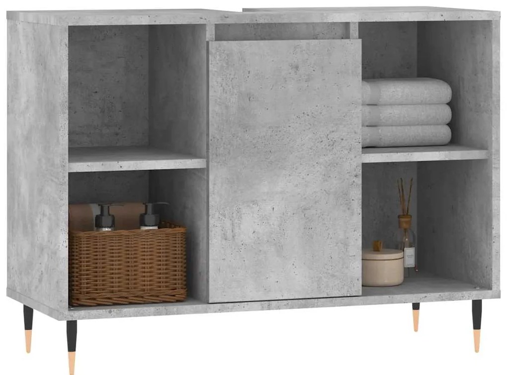 Móvel casa de banho 80x33x60 cm derivados madeira cinza cimento