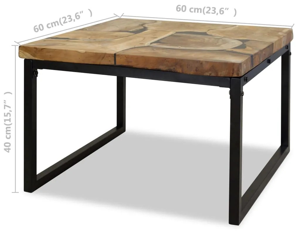 Mesa de centro em resina de teca 60x60x40 cm