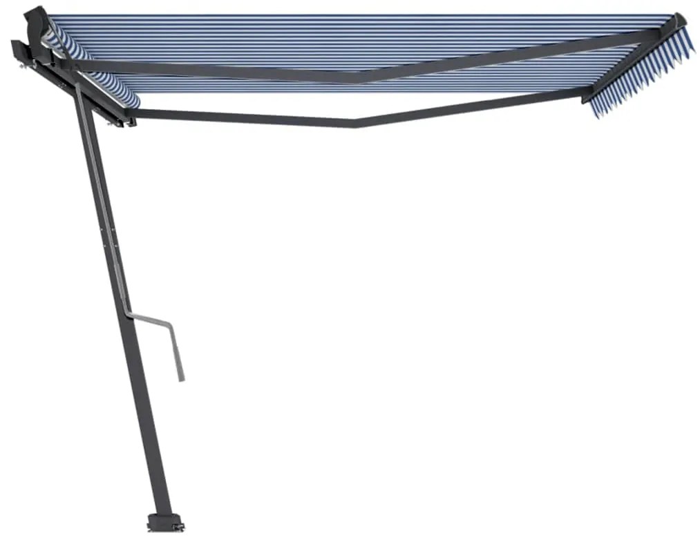 Toldo retrátil manual independente 400x350 cm azul e branco
