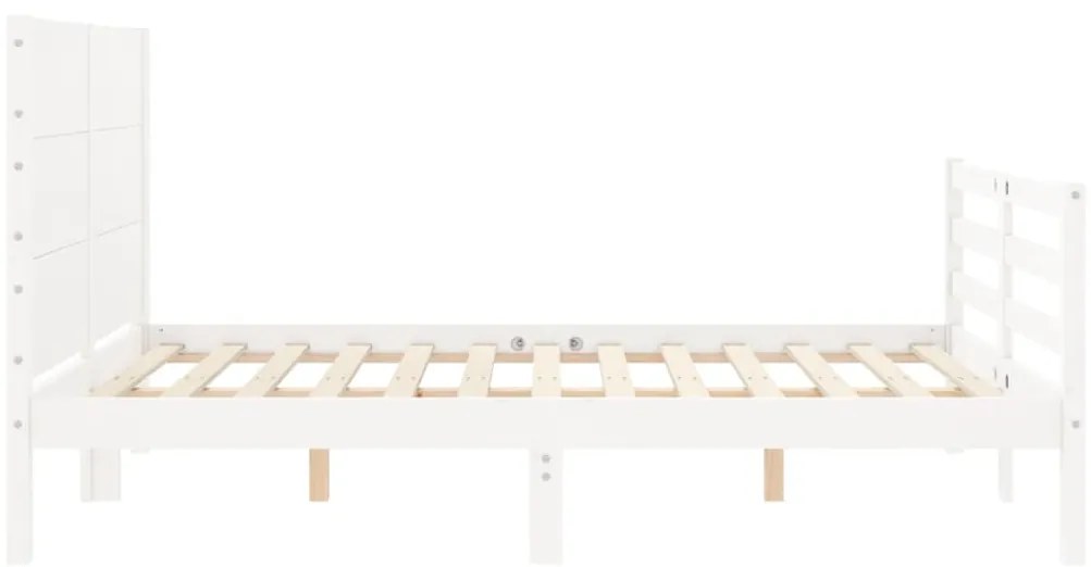 Estrutura de cama com cabeceira 140x200cm madeira maciça branco