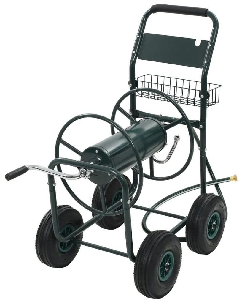 vidaXL Carrinho p/ mangueira de jardim c/ conector 1/2" 75 m aço