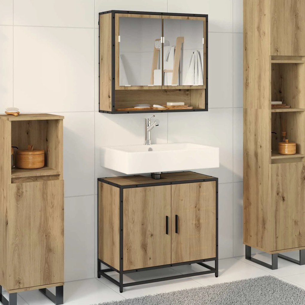 vidaXL Conjunto de Móveis para Banheiro 2 pcs Carvalho Artesanal