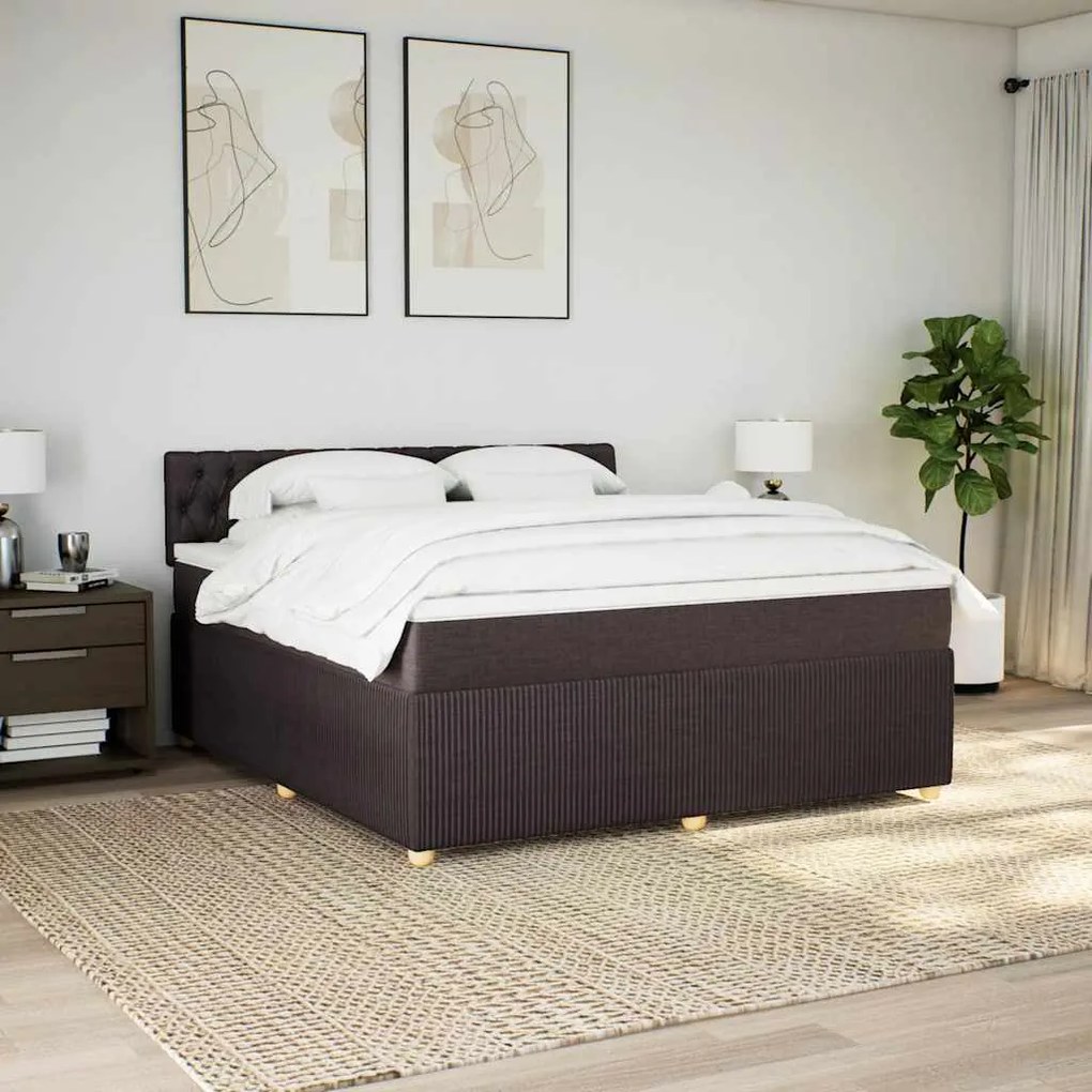 Cama com molas/colchão 180x200 cm tecido castanho-escuro
