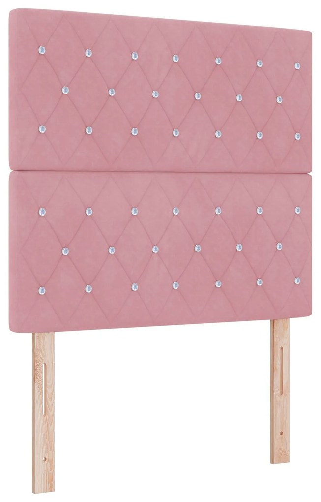Cama Box Spring vidaXL com Colchão Rosa 90x190 cm Veludo