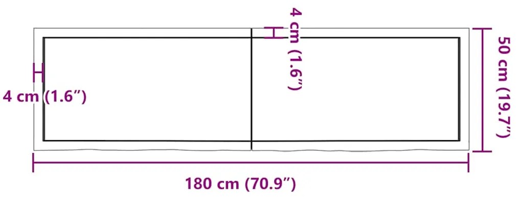 Prateleira de parede 180x50x(2-6)cm carvalho maciço não tratado