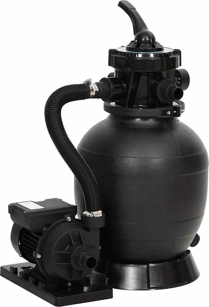 93395 vidaXL Filtro de areia p/ piscina com válvula de 6 vias preto
