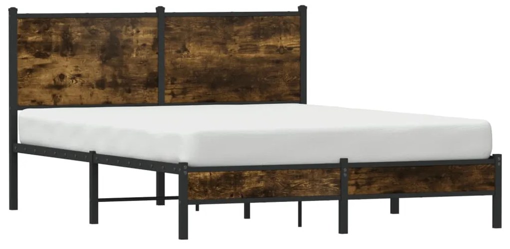 Estrutura de cama sem colchão 140x200 cm metal carvalho fumado