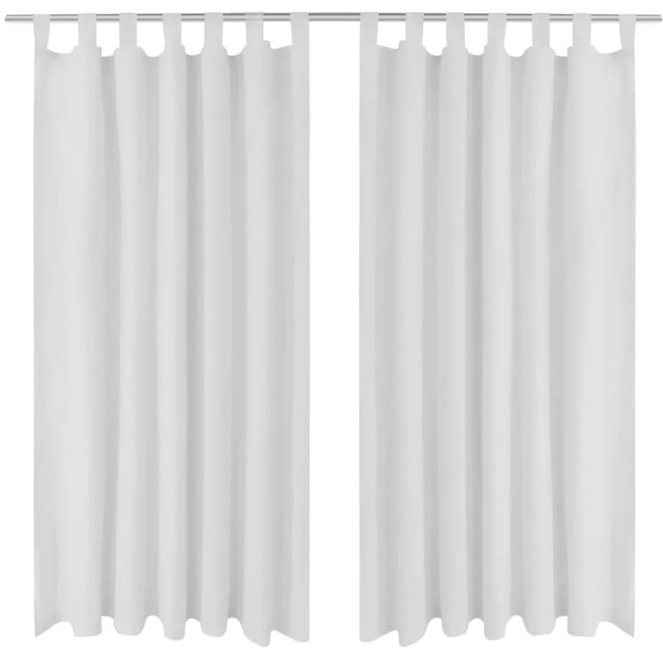 Cortinas de cetim com laços, 2 pcs, branco 140 x 245 cm