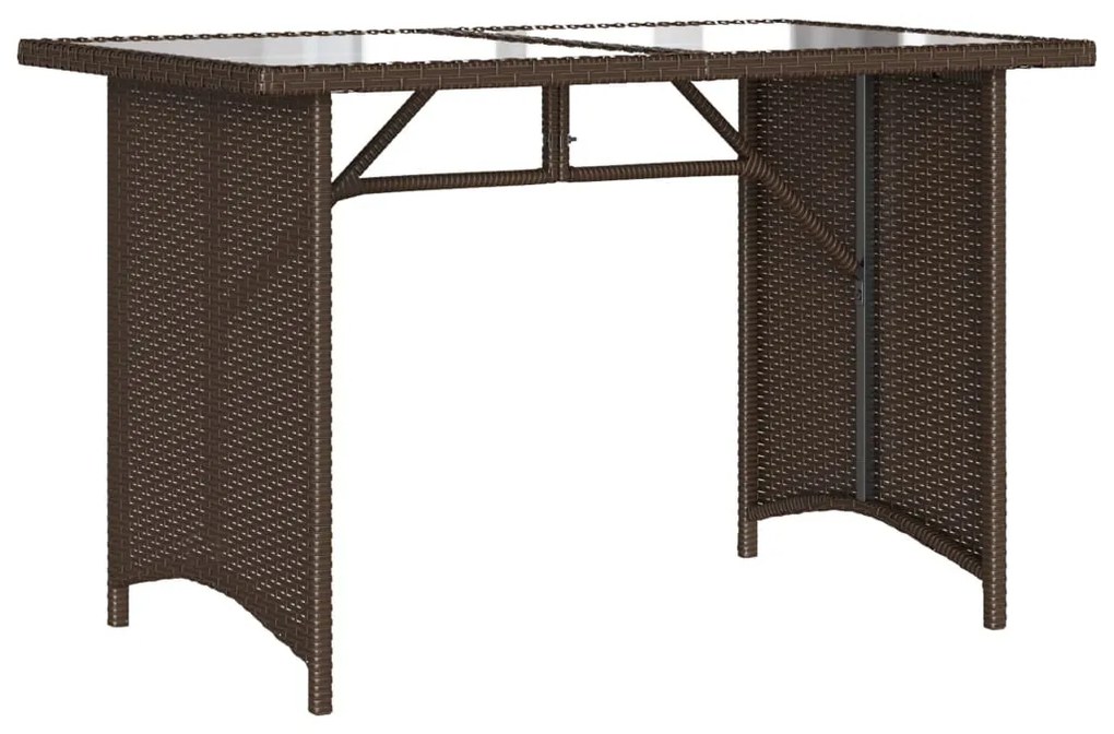 Mesa de jardim com tampo de vidro 110x68x70 cm vime PE castanho