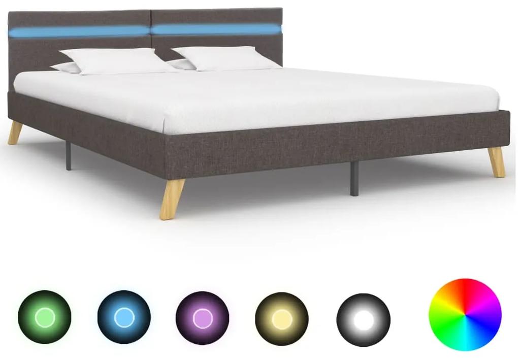 Estrutura de cama com LED 180x200 cm tecido cinzento-claro