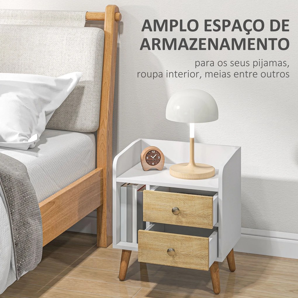 Mesa de cabeceira compacta Mesa multifuncional com 2 gavetas grandes e