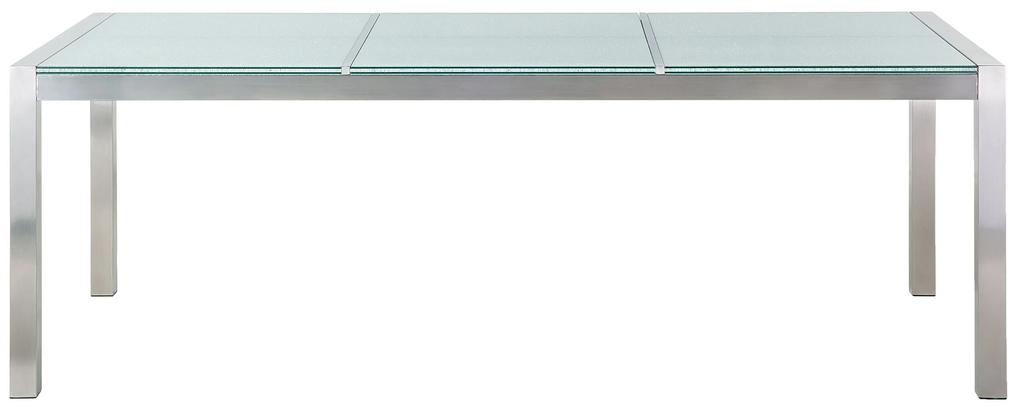 Mesa de refeições em inox e tampo em vidro temperado 220 x 100 cm GROSSETO Beliani
