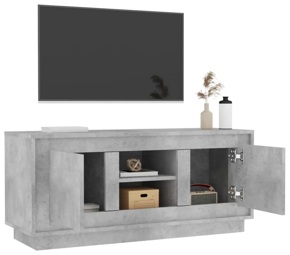 Móvel p/ TV 102x35x45 cm madeira processada cinzento cimento