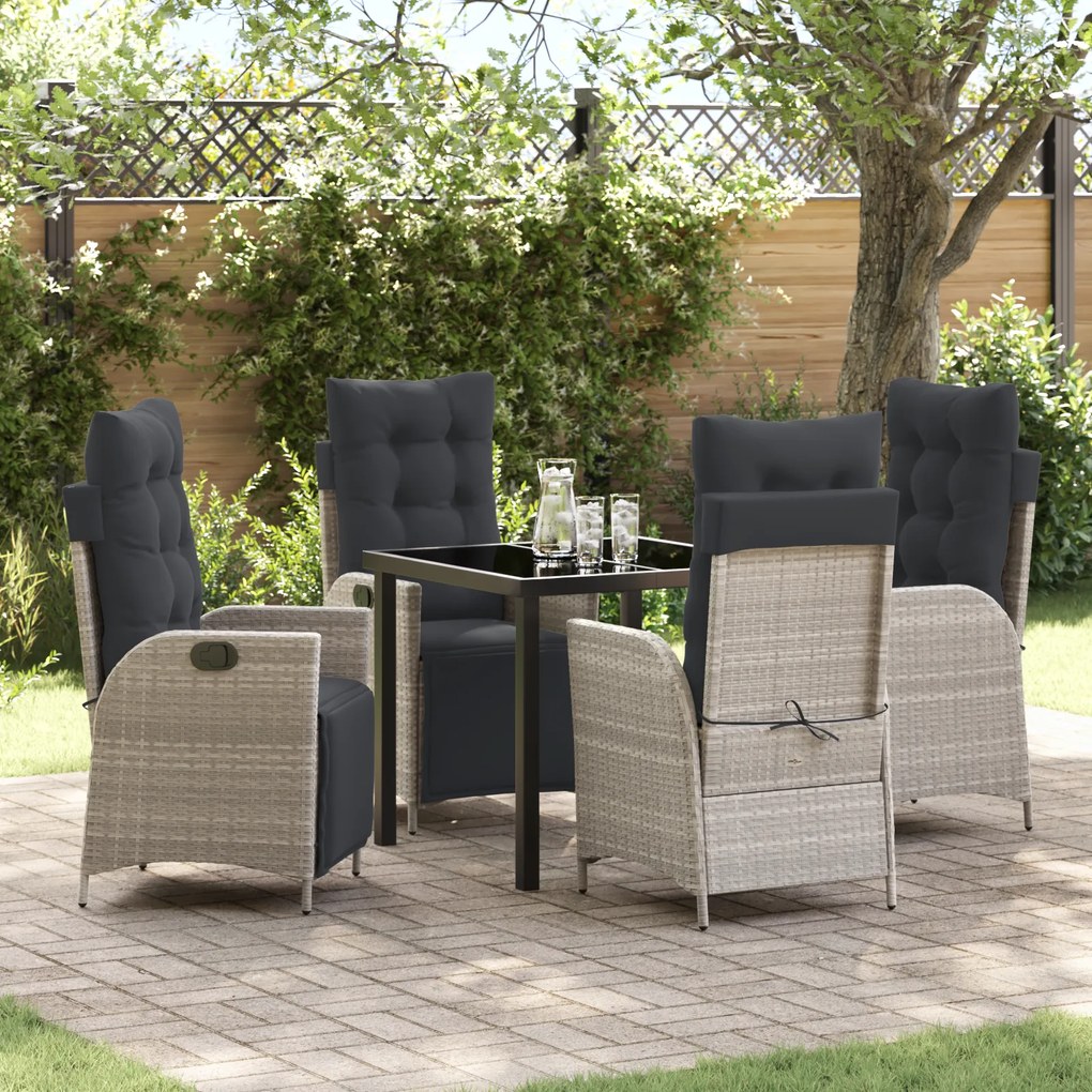 vidaXL Conjunto de Jantar de Jardim de 5 Peças Cinza Claro em Rattan PE
