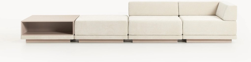 Sofá modular Colin (4 lugares) com mesa de centro e pufe