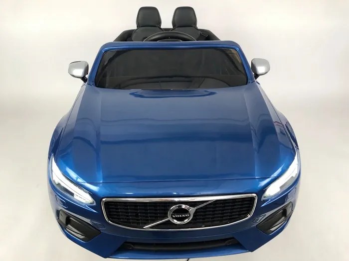 Volvo S90 12v, Carro elétrico infantil módulo de música, assento de couro, pneus de borracha EVA Azul