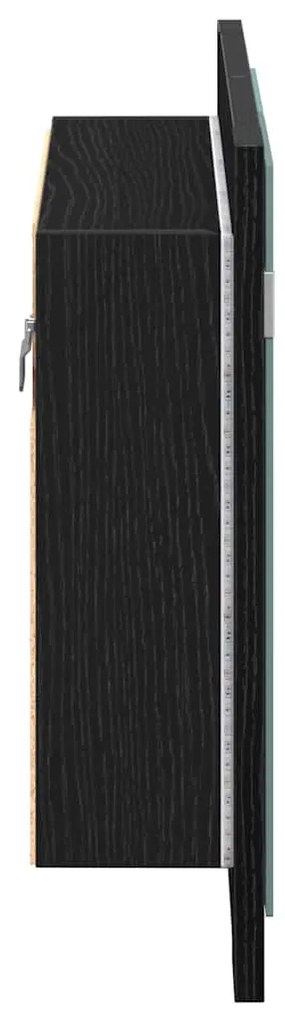 Armário de Espelho LED para Casa de Banho vidaXL Preto Carvalho 60x12x