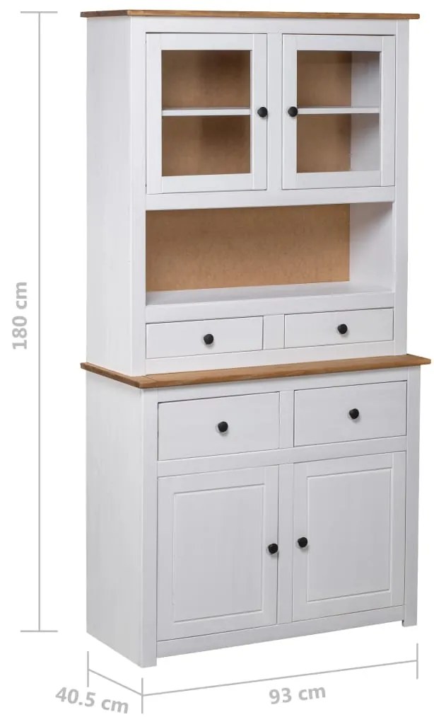 Armário alto 93x40,5x180 cm pinho maciço Panama branco