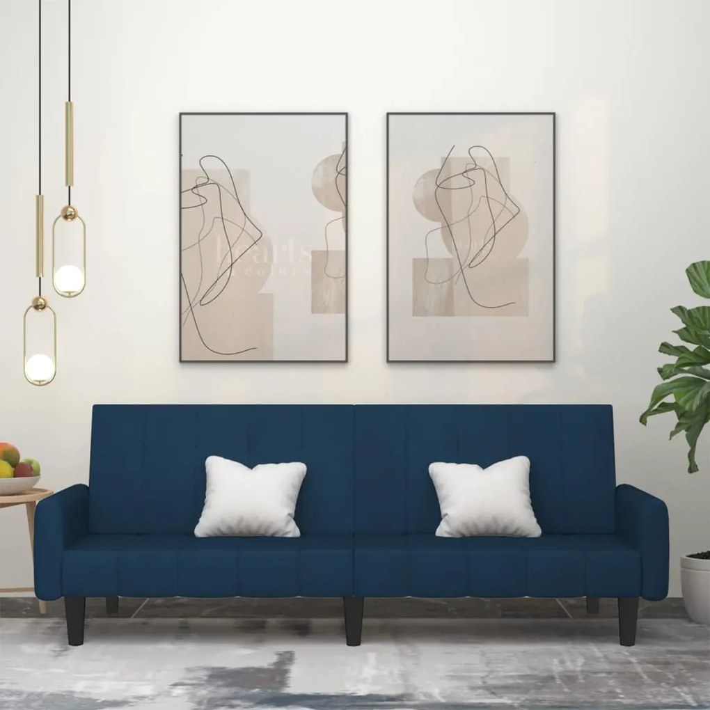 337378 vidaXL Sofá-cama de 2 lugares veludo azul