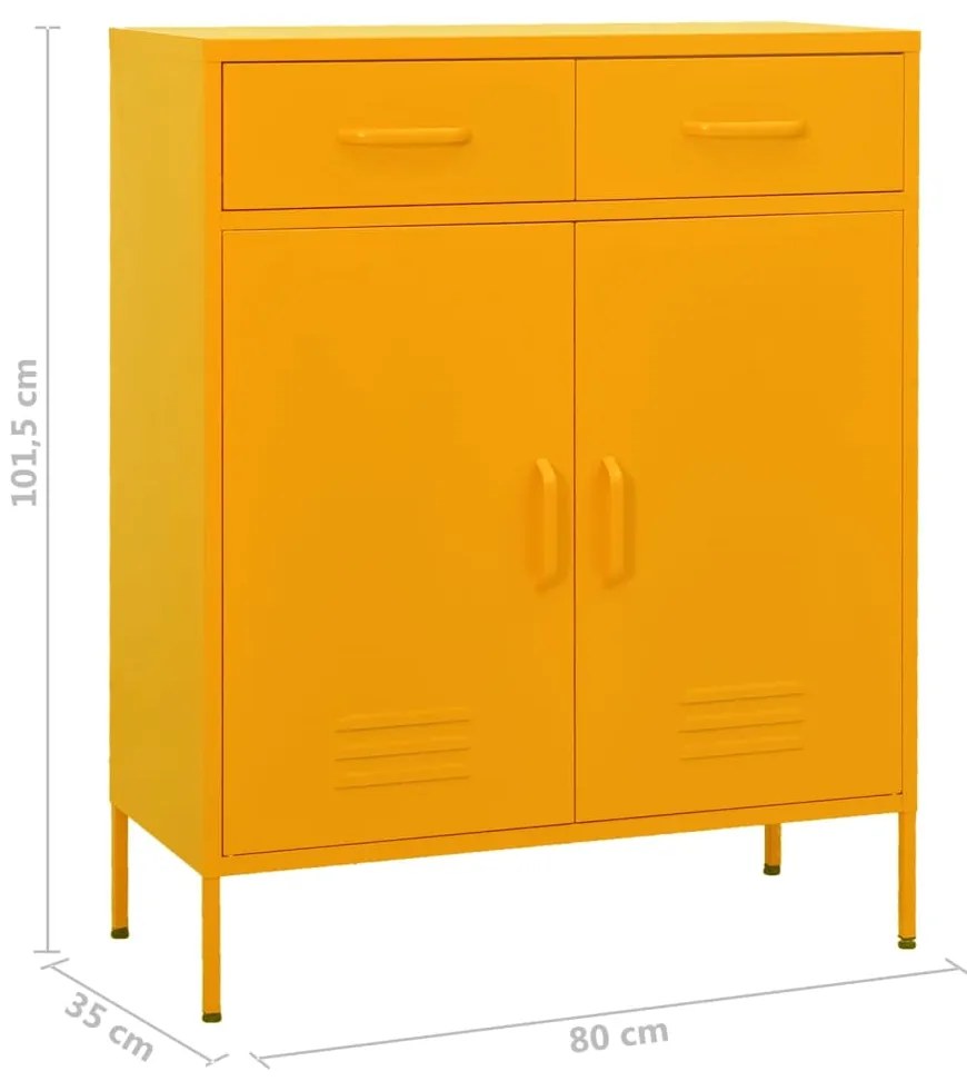 Armário de arrumação aço 80x35x101,5 cm amarelo mostarda
