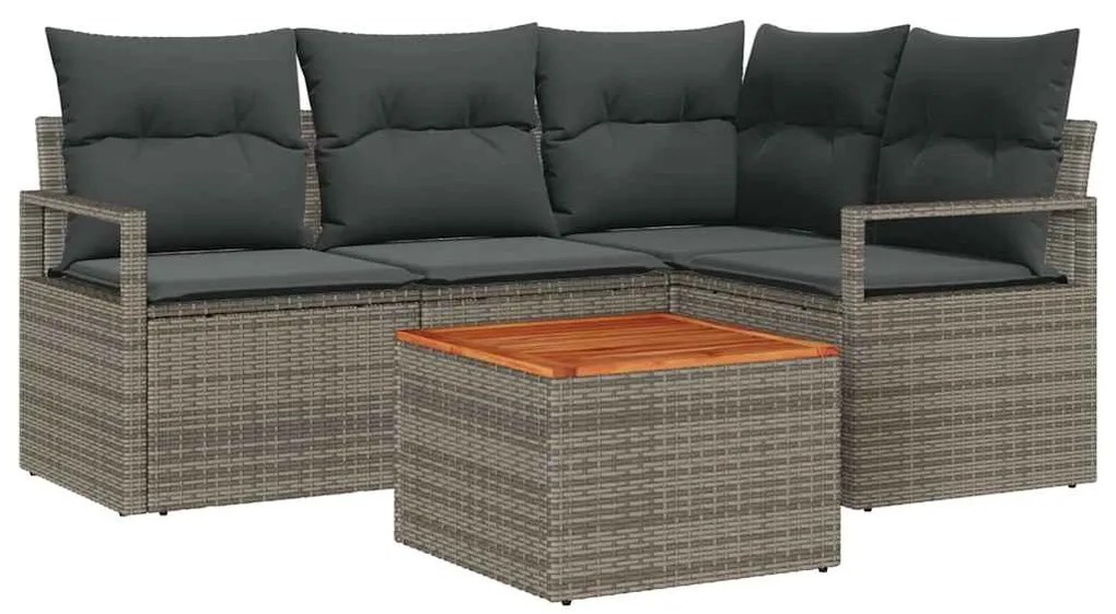 Conjunto de Sofás de Jardim 5 pcs Cinzeto Grande Vime