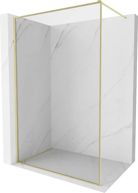 Mexen Kioto-F parede de chuveiro Walk-in com moldura 140 x 202 cm, transparente 8 mm, dourada escovada - 800-140-104-55-00