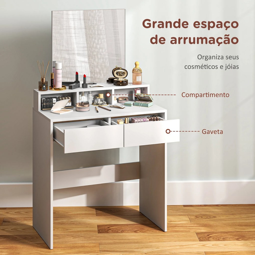 Toucador de Maquilhagem "Astrid" – 75x38x135 cm – Branco