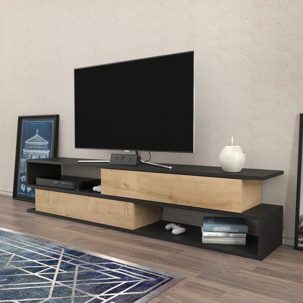 Móvel TV Cortez – Anthracite Oak – 160x35,3x38,6 cm