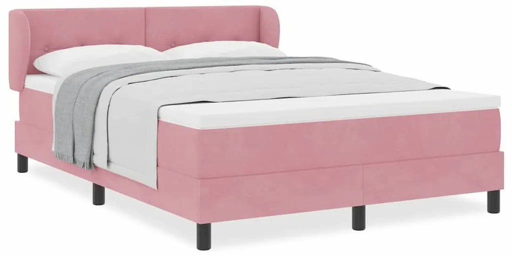 Cama Box com Colchão vidaXL Rosa 140x190 cm Veludo