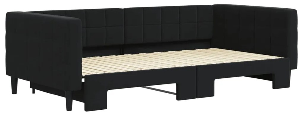 Sofá-cama com gavetão 100x200 cm veludo preto