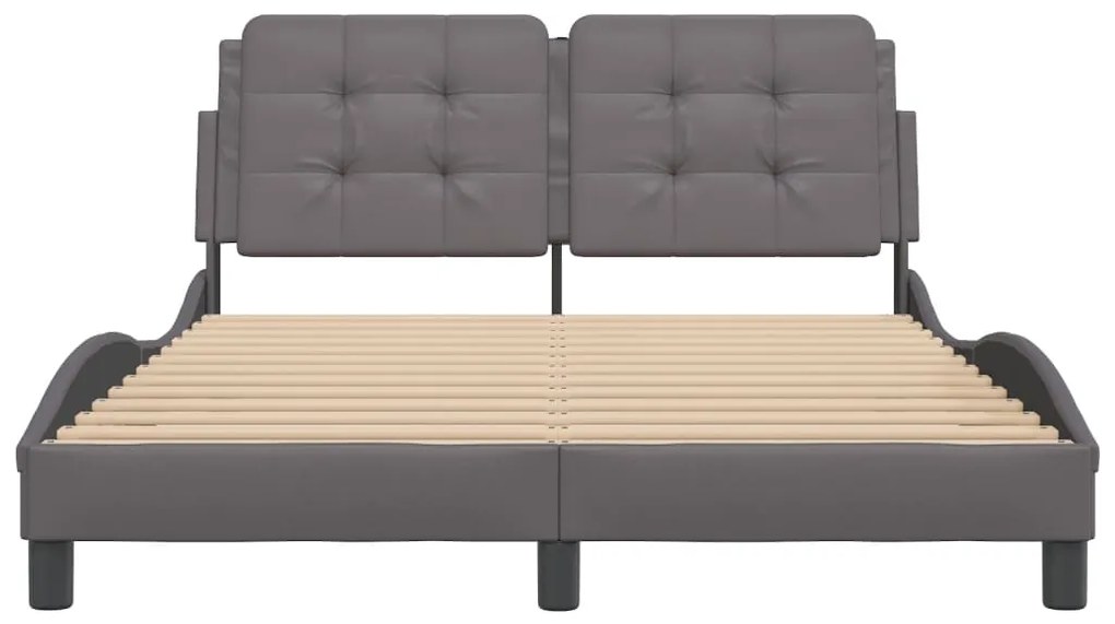 Estrutura cama c/ cabeceira 140x200cm couro artificial cinzento