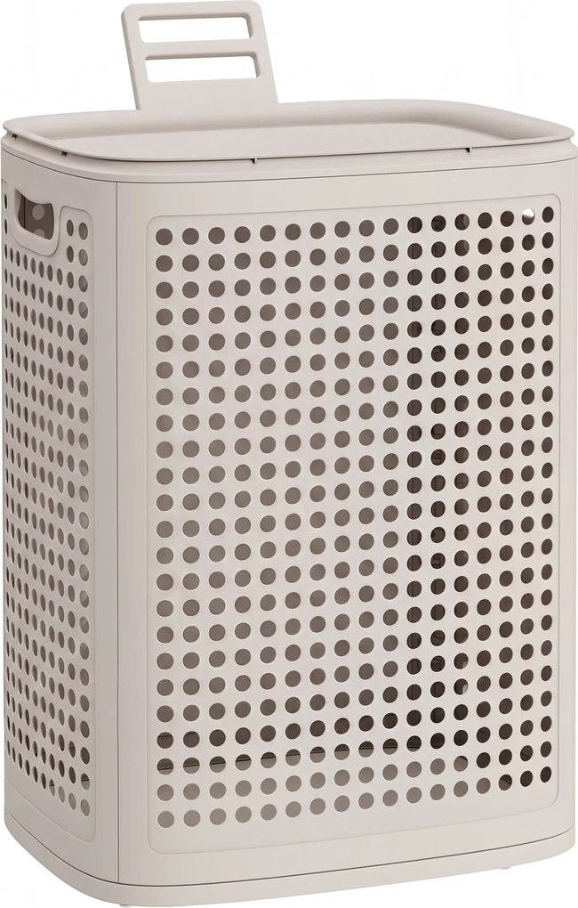 Cesto da roupa suja com tampa, 75 L, estreito, 42,5 x 33 x 57 cm bege cappuccino