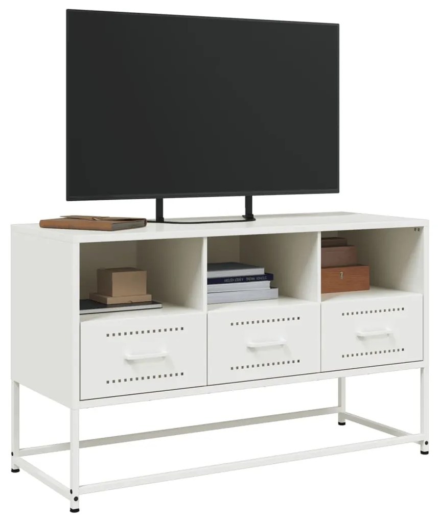 Móvel de TV 100,5x39x60,5 cm aço branco