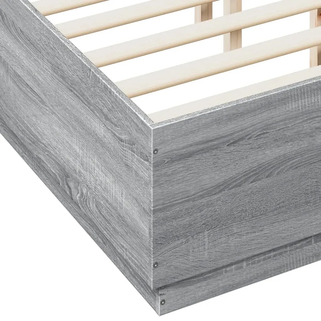Estrutura cama 140x190 cm derivados de madeira cinzento sonoma
