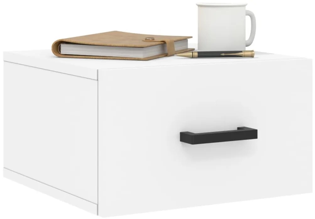Mesas de cabeceira montagem na parede 2 pcs 35x35x20 cm branco