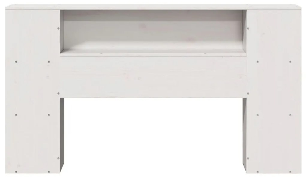 Cabeceira com arrumação 120 cm madeira de pinho maciça branco