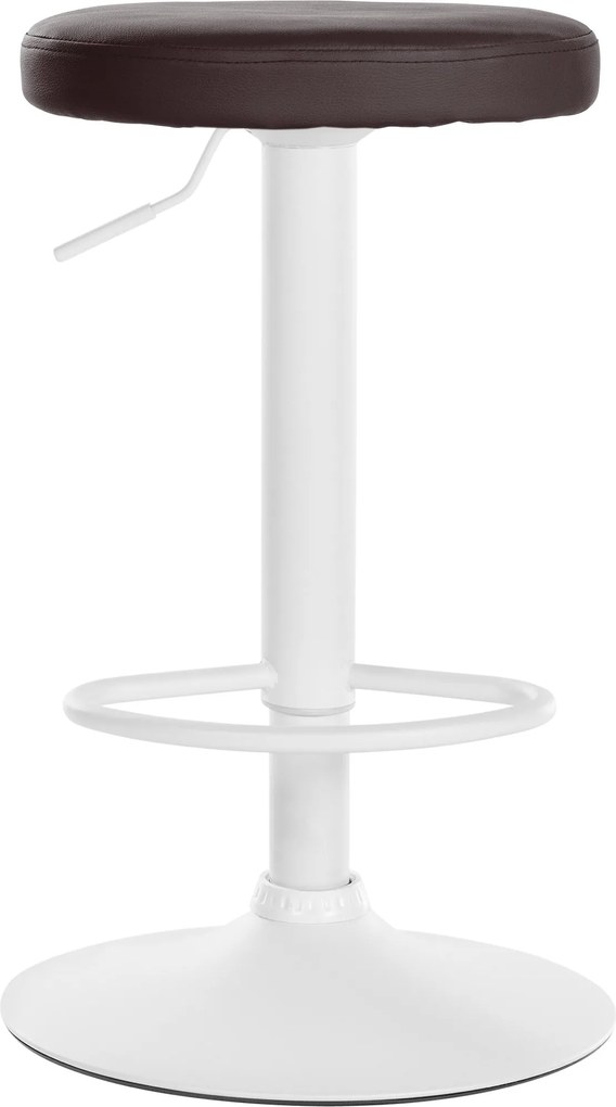 Conjunto de 2 bancos altos em couro sintético de estrutura branca 60-81 x 38,5 cm castanho