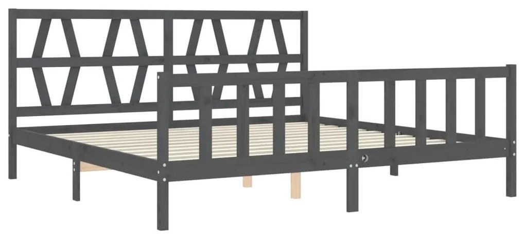 Estrutura de cama com cabeceira 200x200 cm madeira maciça cinza