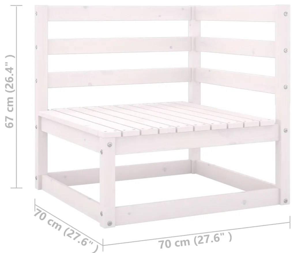 8 pcs conj. lounge de jardim c/ almofadões pinho maciço branco