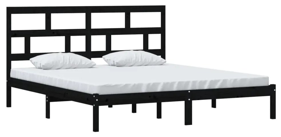 Estrutura de cama super king 180x200 cm madeira maciça preto